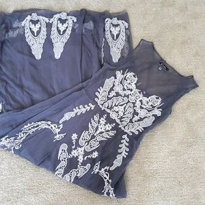 Boho Maxi Mesh Lace Grey Dress Biya Johnny Was